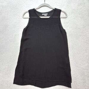 Vince Blouse Womens Medium Black Silk Mesh Yoke Sleeveless Shell V173410808